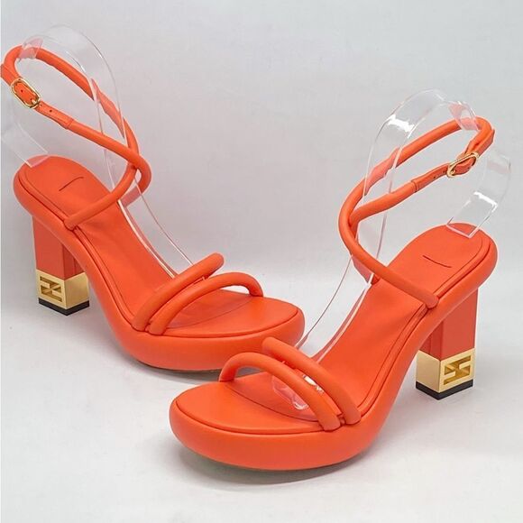Fendi Baguette Ff Leather Strappy Sandal In Orange size 36.5 - Picture 6 of 14